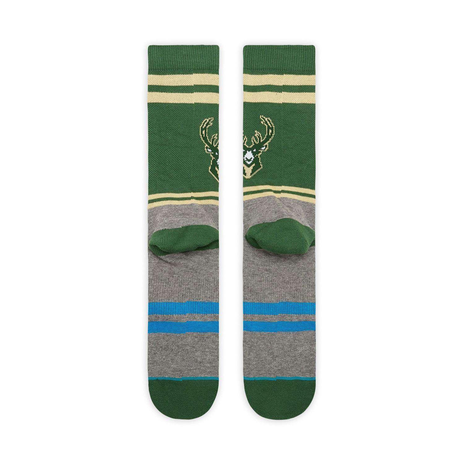 Stance Socks Large (9-12 US) Milwaukee Bucks Stance NBA City Gym Crew Socks - Green