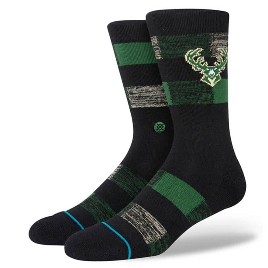 Stance Socks Large (9-12 US) Milwaukee Bucks Stance NBA Cryptic Crew Socks - Black