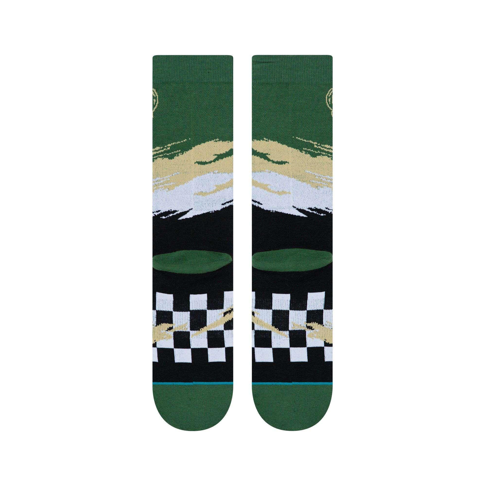 Stance Socks Large (9-12 US) Milwaukee Bucks Stance NBA Wave Crew Socks - Green/Black