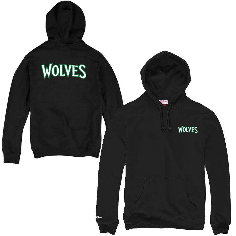 Mitchell And Ness Jumpers Minnesota Timberwolves Mitchell & Ness NBA HWC Pocket Wordmark Hoodie Jumper - Black