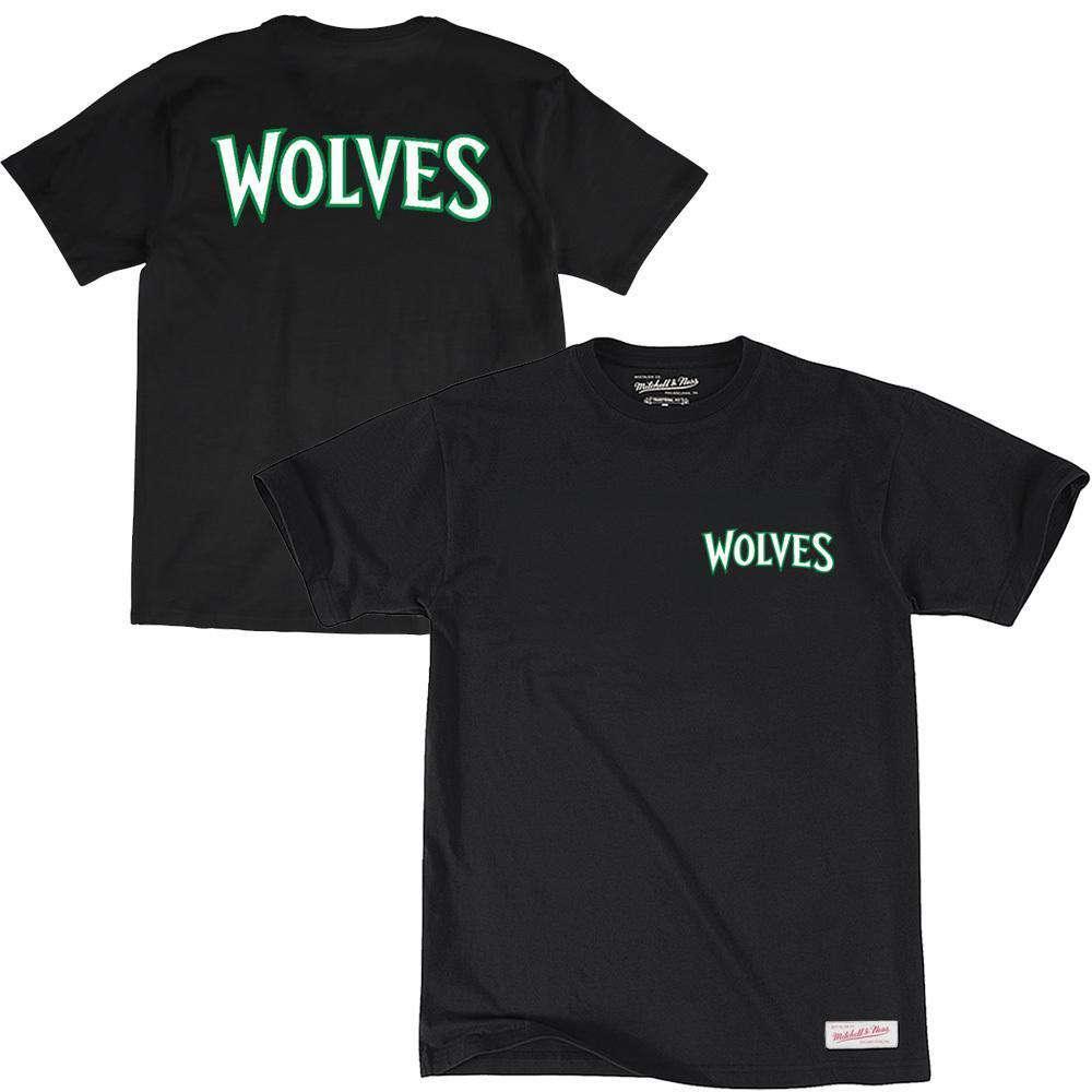 Mitchell And Ness T-Shirts Minnesota Timberwolves Mitchell & Ness NBA Pocket Wordmark T-Shirt - Black