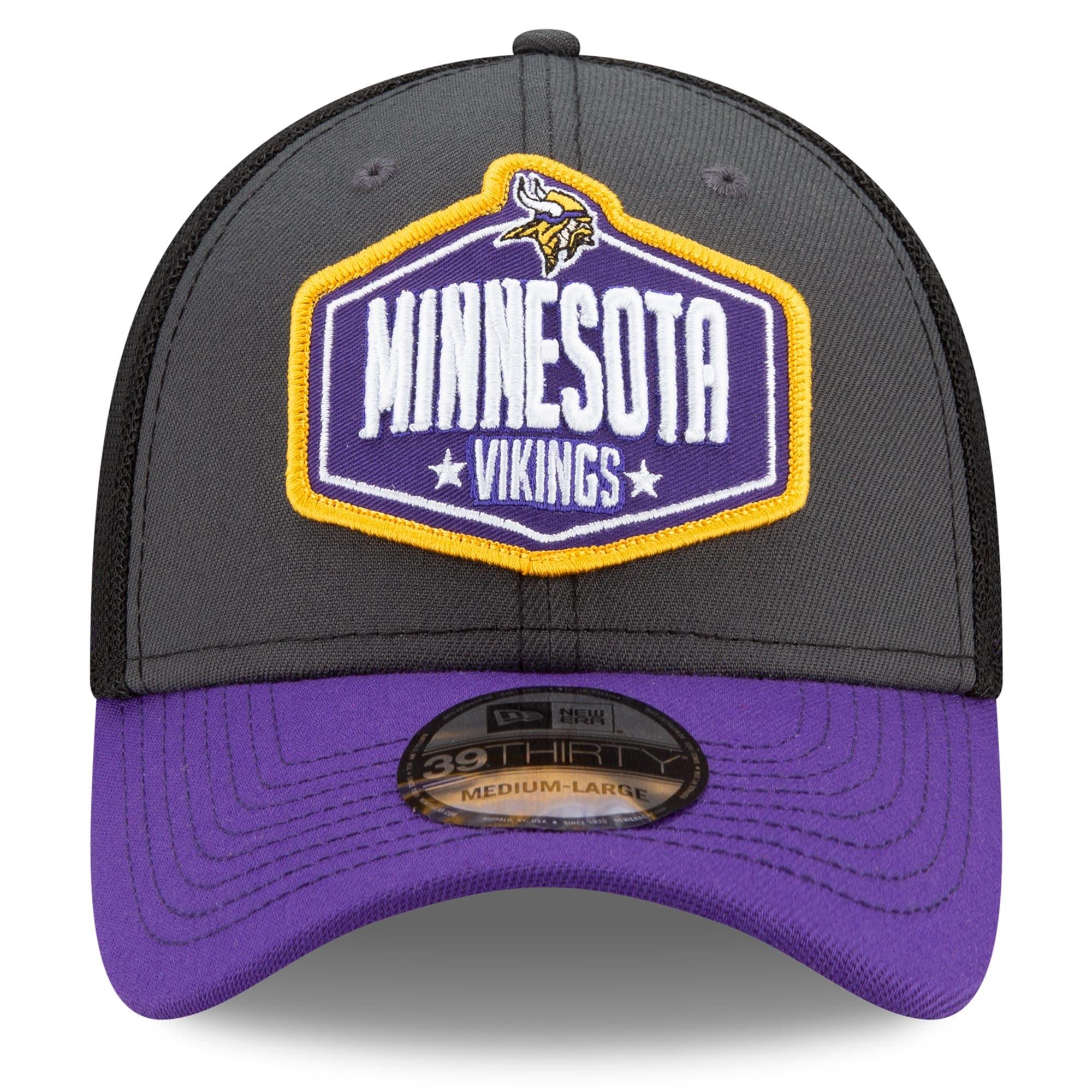 New Era Caps Minnesota Vikings New Era 2021 NFL Draft 39THIRTY Flex Fit Curve Hat - Graphite