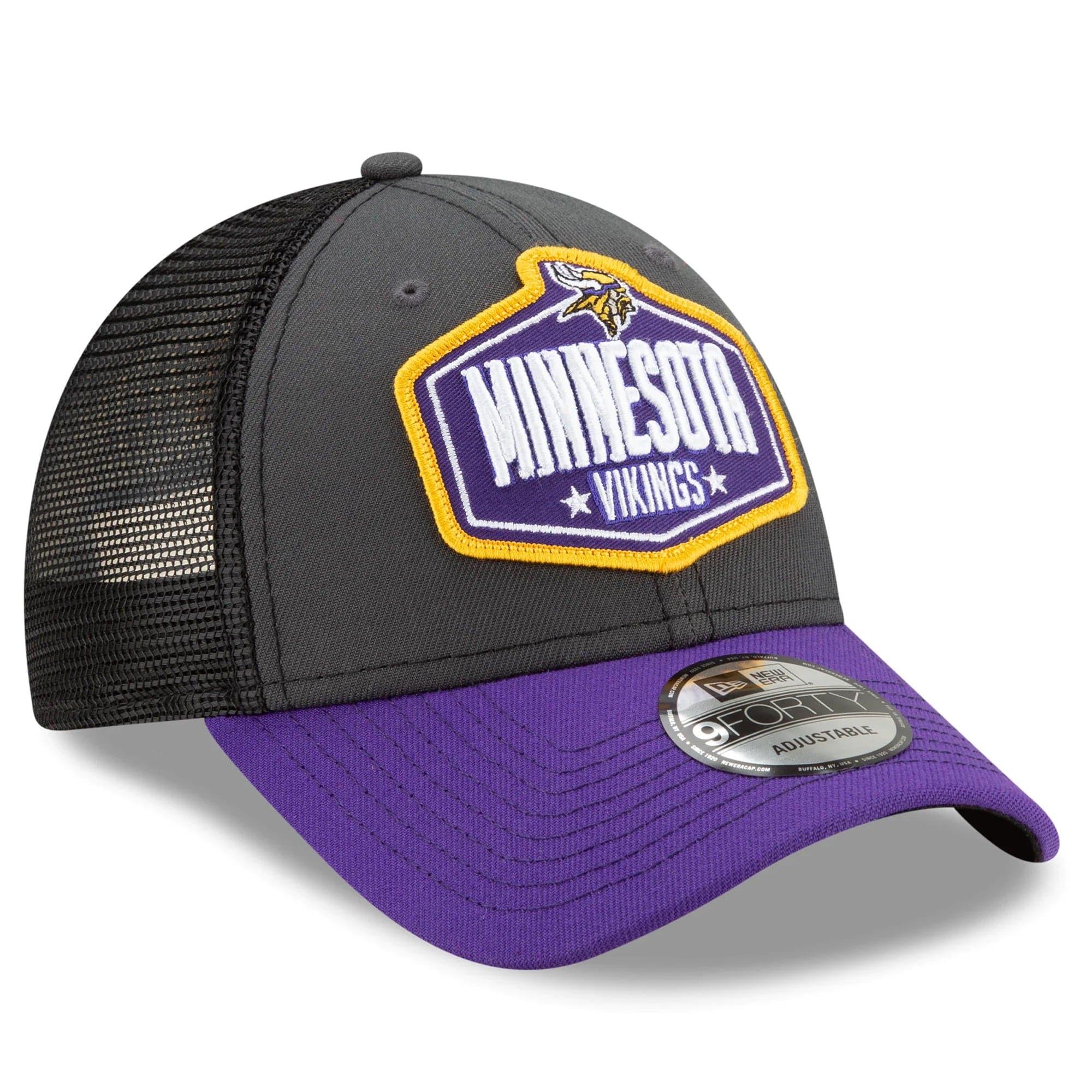 New Era Caps Minnesota Vikings New Era 2021 NFL Draft 9FORTY Snapback Curve Hat - Graphite