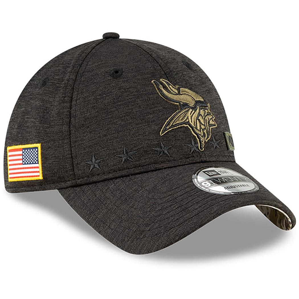 New Era Caps Minnesota Vikings New Era NFL 2020 Salute To Service 9TWENTY Curve Hat - Black
