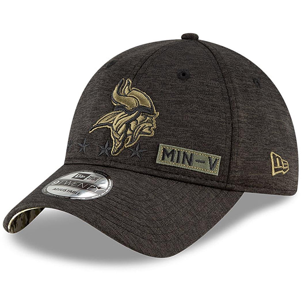 New Era Caps Minnesota Vikings New Era NFL 2020 Salute To Service 9TWENTY Curve Hat - Black