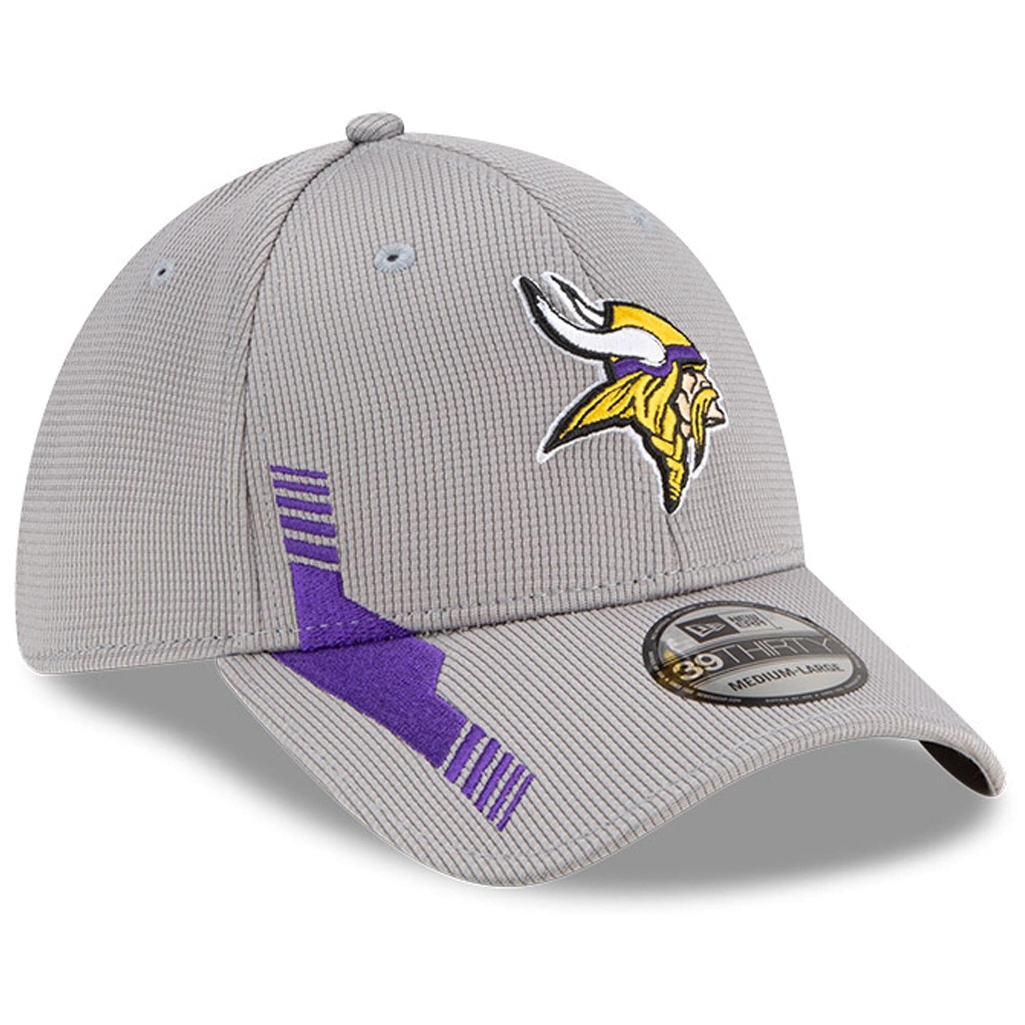 New Era Caps Minnesota Vikings New Era NFL 2021 Sideline Home 39THIRTY Flex Fit Hat - Grey
