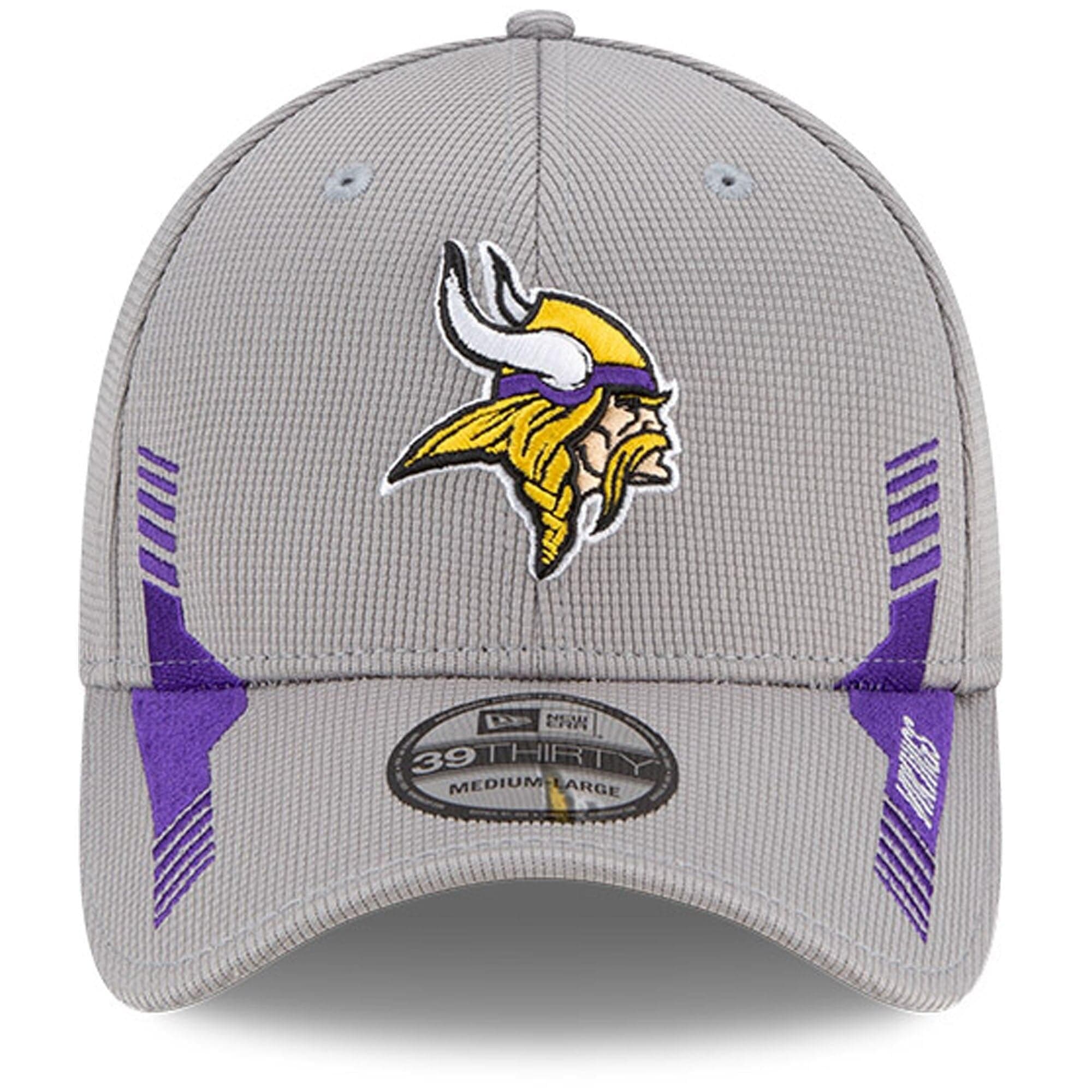 New Era Caps Minnesota Vikings New Era NFL 2021 Sideline Home 39THIRTY Flex Fit Hat - Grey