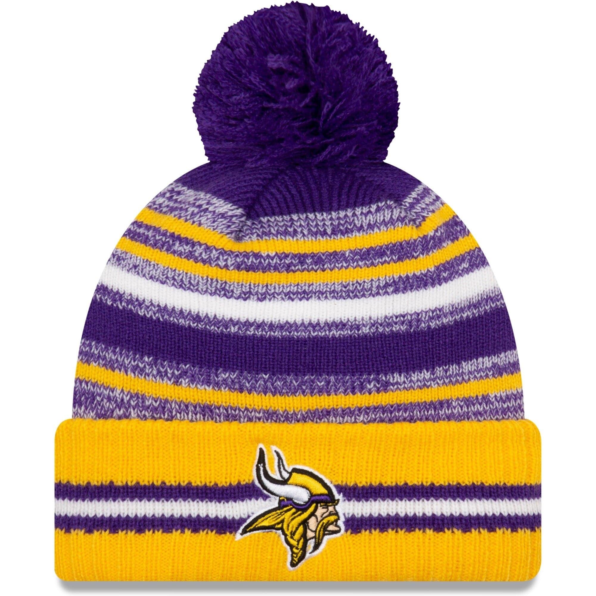 New Era Beanies Minnesota Vikings New Era NFL 2021 Sideline Team Pom Knit Beanie - Purple