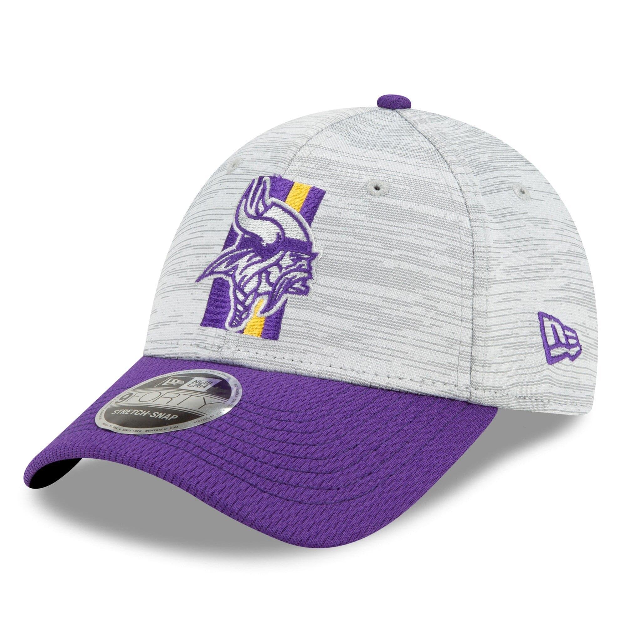 New Era Caps Minnesota Vikings New Era NFL 2021 Training Camp 9FORTY Curve Stretch Snapback Hat - Grey