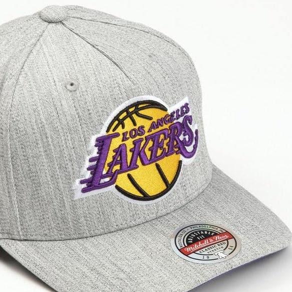 Los Angeles Lakers Mitchell & Ness NBA Team Curve Snapback Hat - Heather Grey