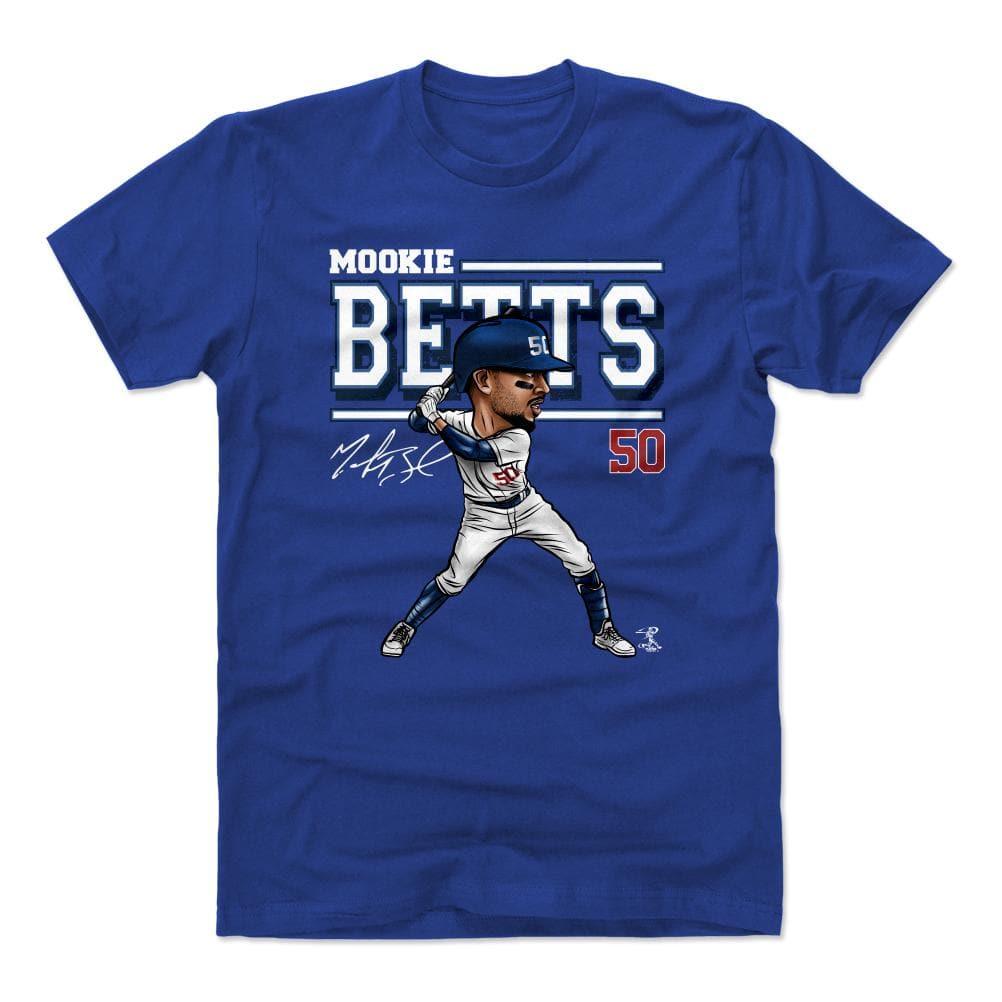 500 Level T-Shirts Mookie Betts Los Angeles Dodgers 500 Level MLB Cartoon T-Shirt - Blue