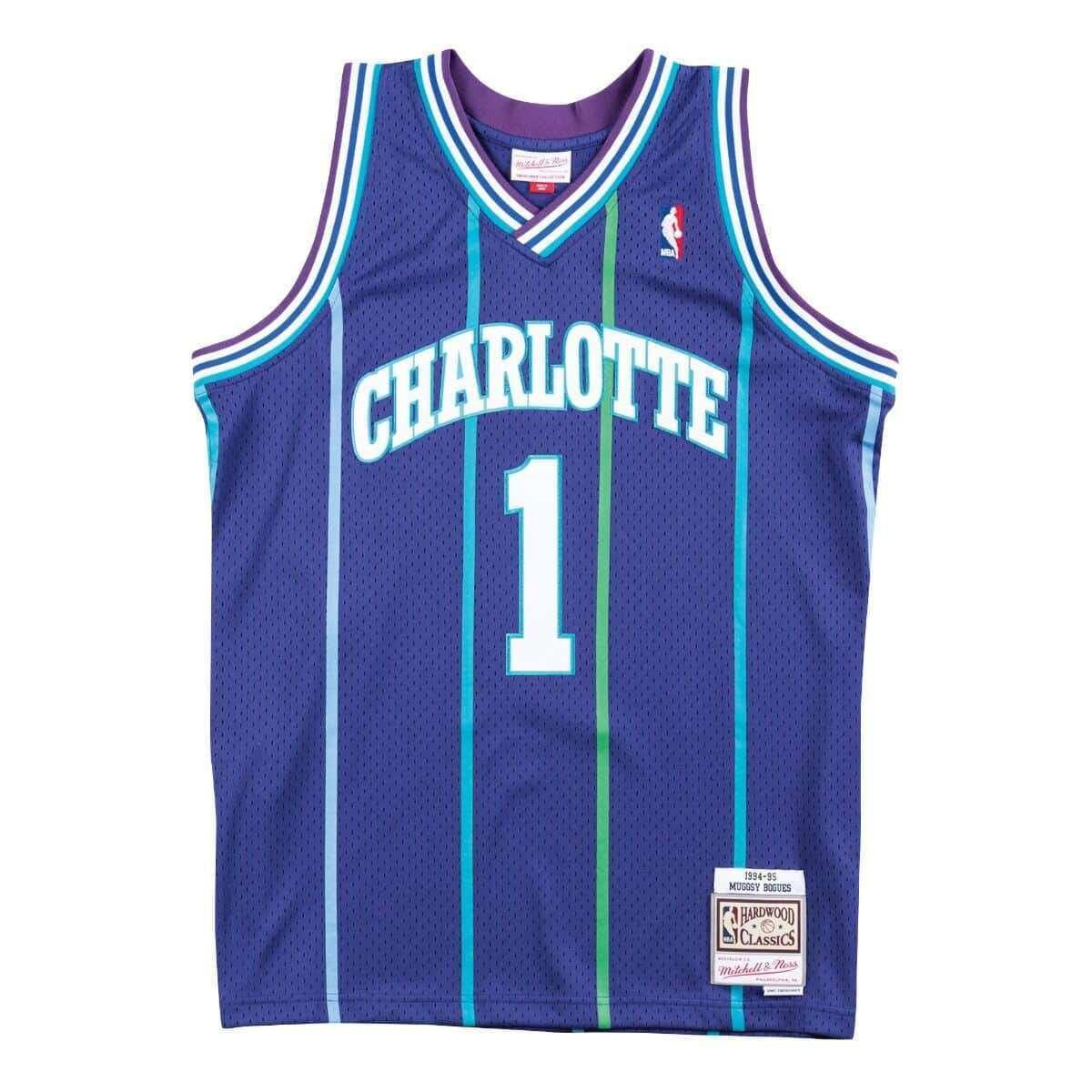 Mitchell And Ness Jerseys Muggsy Bogues Charlotte Hornets Mitchell & Ness NBA Swingman Jersey - Purple