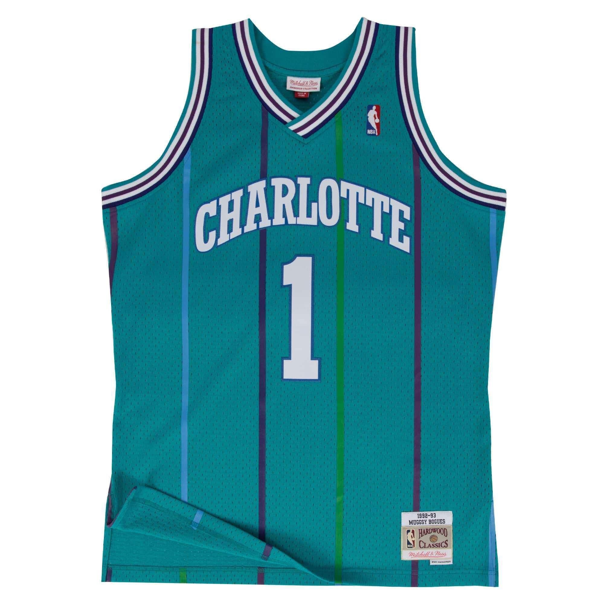 Mitchell And Ness Jerseys Muggsy Bogues Charlotte Hornets Mitchell & Ness NBA Swingman Jersey - Teal