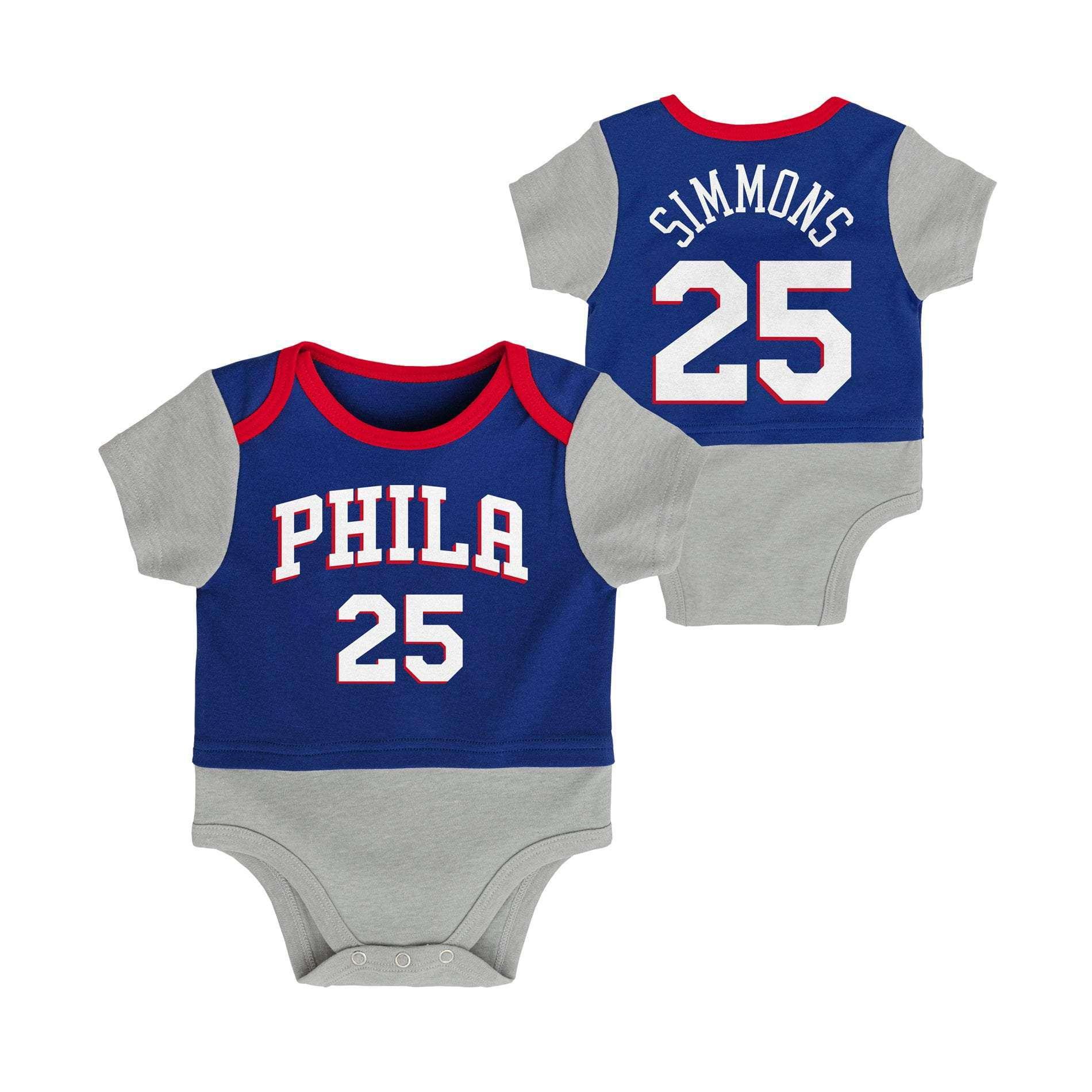 Newborns Ben Simmons Philadelphia 76ers Outerstuff NBA Onesie Creeper Bodysuit - Blue