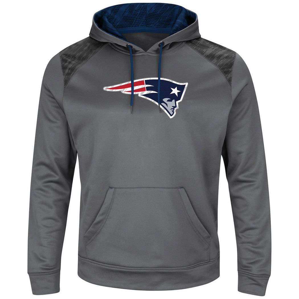 Majestic Athletic Jumpers New England Patriots Majestic NFL Armor Performance Hoodie Jumper - Grey