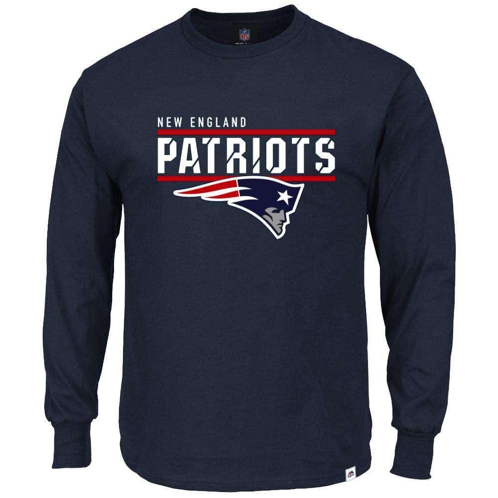 Majestic Athletic Long Sleeve Tees New England Patriots Majestic NFL Flex Long Sleeve T-Shirt - Navy