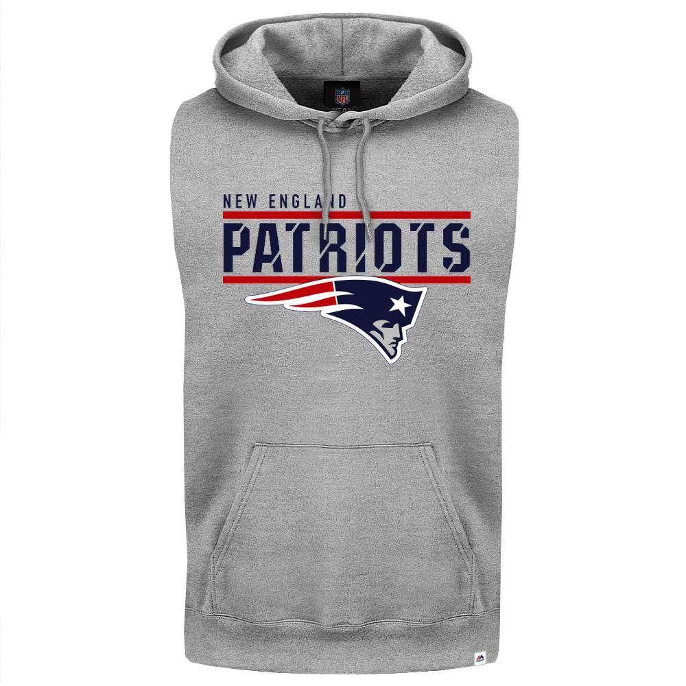 Majestic Athletic Jumpers New England Patriots Majestic NFL Team Flex Sleeveless Hoodie Jumper - Grey