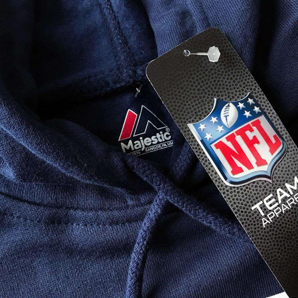 Majestic Athletic Jumpers New England Patriots Majestic NFL Tek Patch Hoodie Jumper - Navy