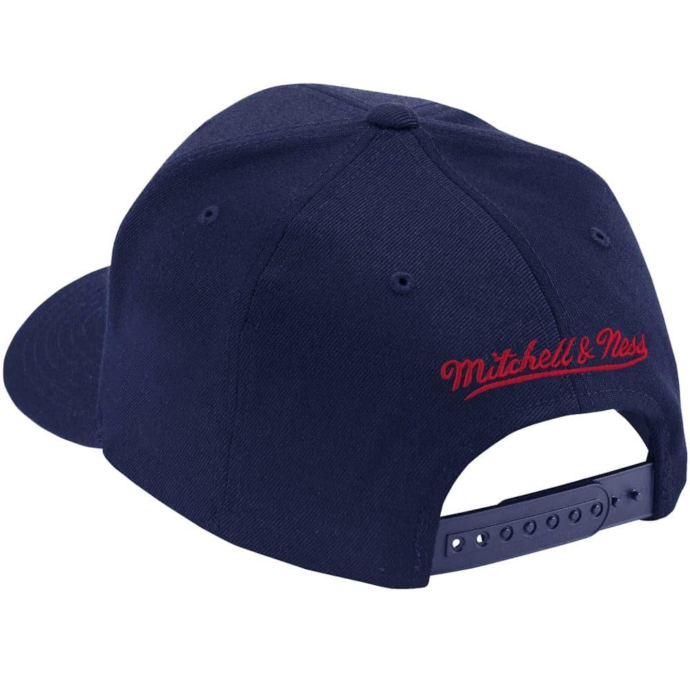Mitchell And Ness Caps New England Patriots Mitchell & Ness NFL Sweep Right Classic Red Curve Snapback Hat - Navy