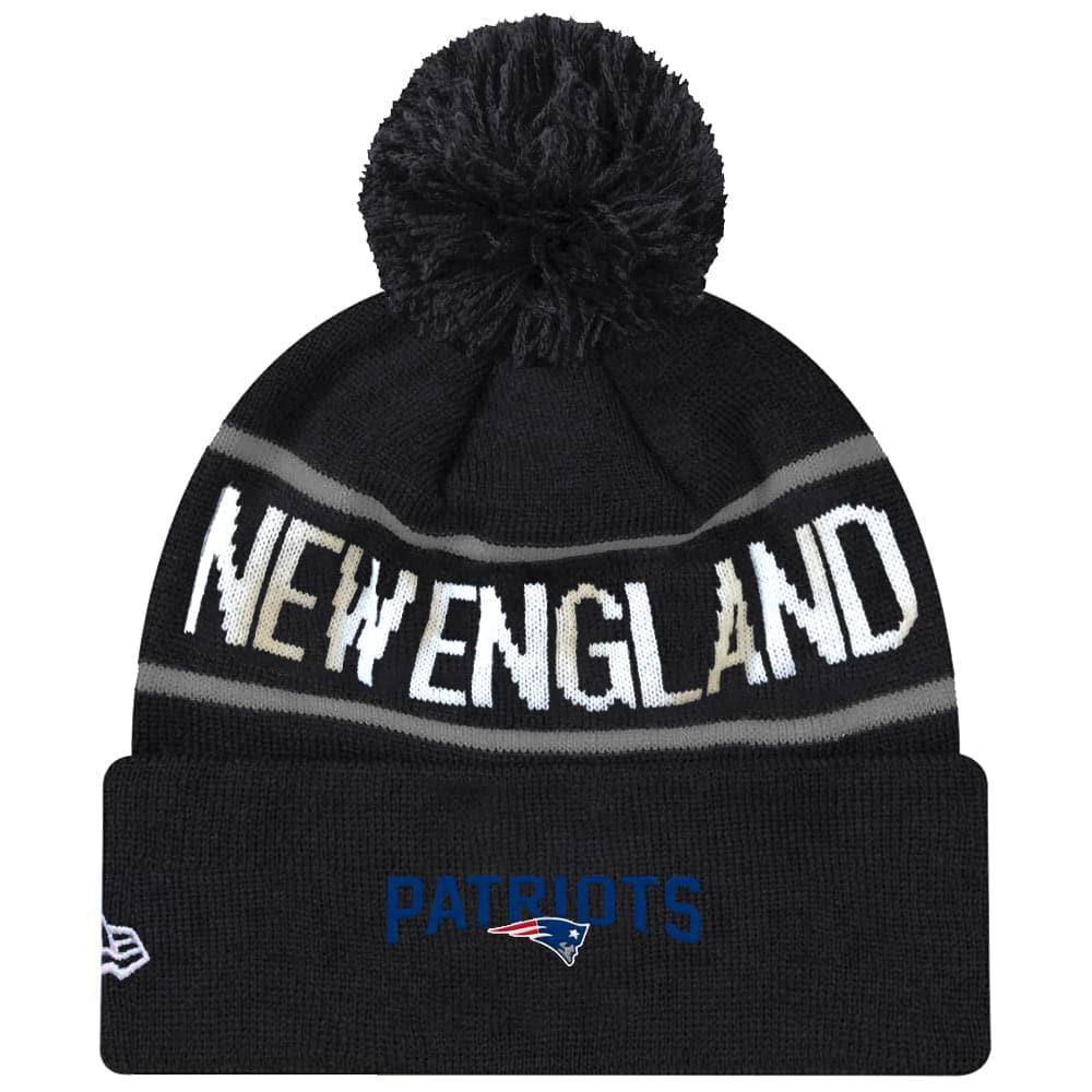 New Era Beanies New England Patriots New Era NFL Grey Stripe Knit Beanie - Black