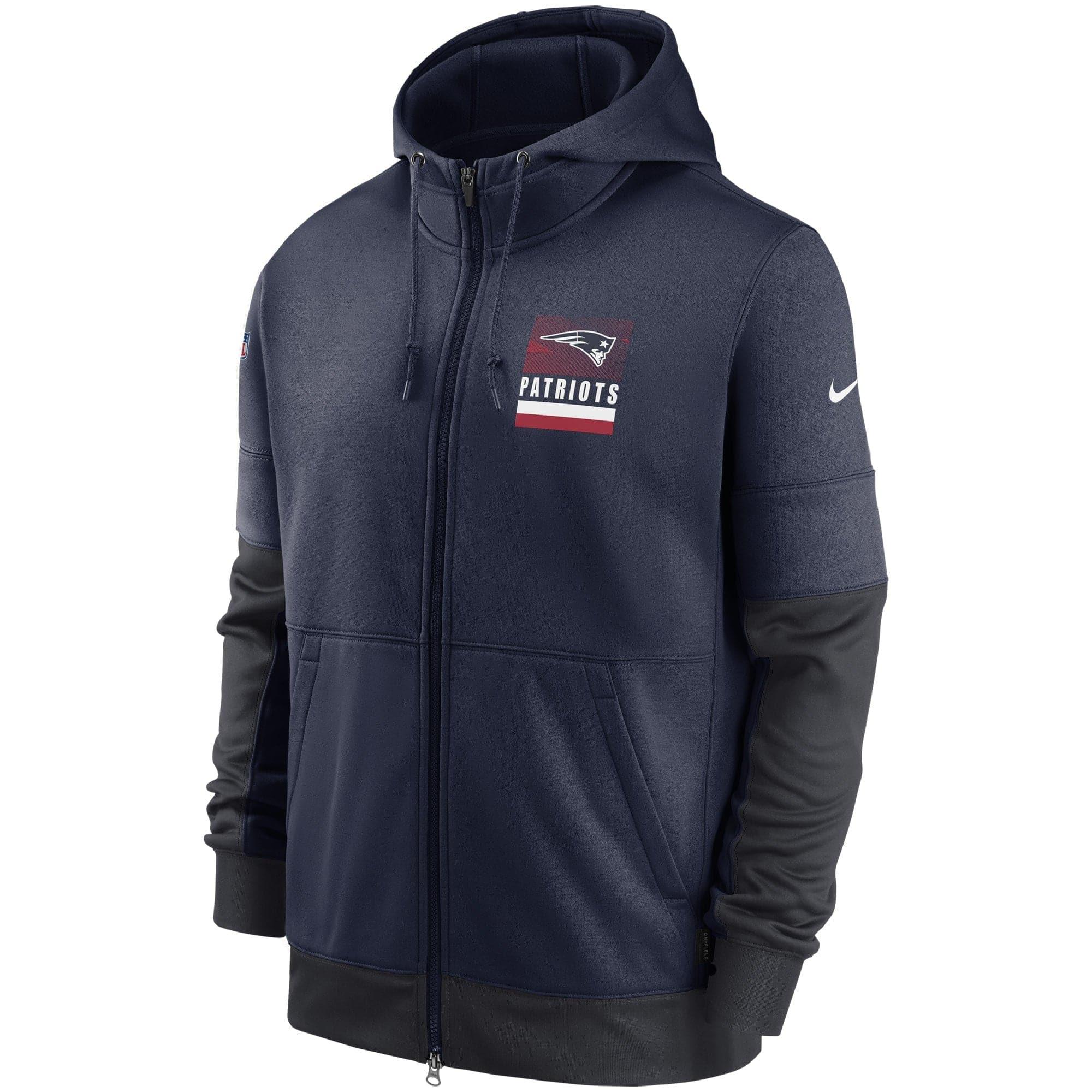 Nike Jumpers New England Patriots Nike NFL Lockup Therma Zip Hoodie Jumper - Navy