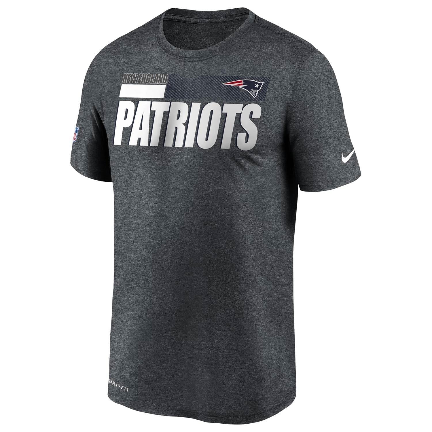 Nike T-Shirts New England Patriots Nike NFL Name Sideline Legend Performance T-Shirt - Charcoal Heather