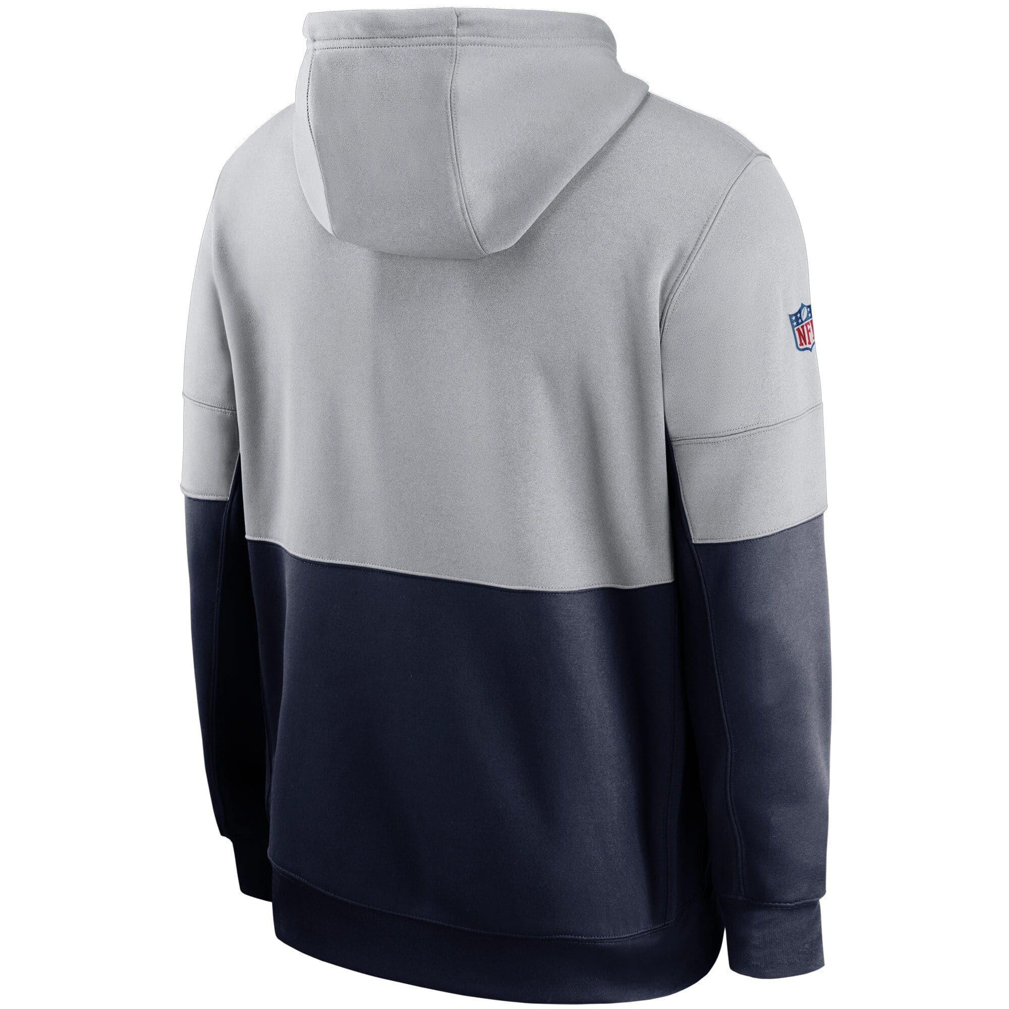 Nike Jumpers New England Patriots Nike NFL TN Lockup Therma Hoodie Jumper - Grey/Navy