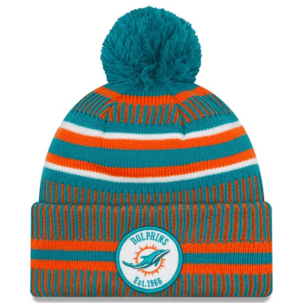 Miami Dolphins New Era NFL 2019 Sideline Home Knit Beanie - Aqua