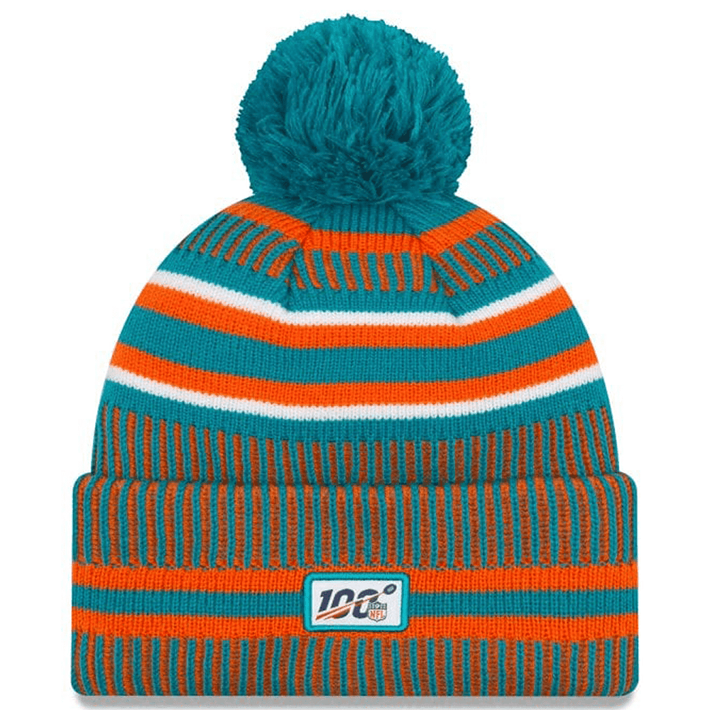 Miami Dolphins New Era NFL 2019 Sideline Home Knit Beanie - Aqua
