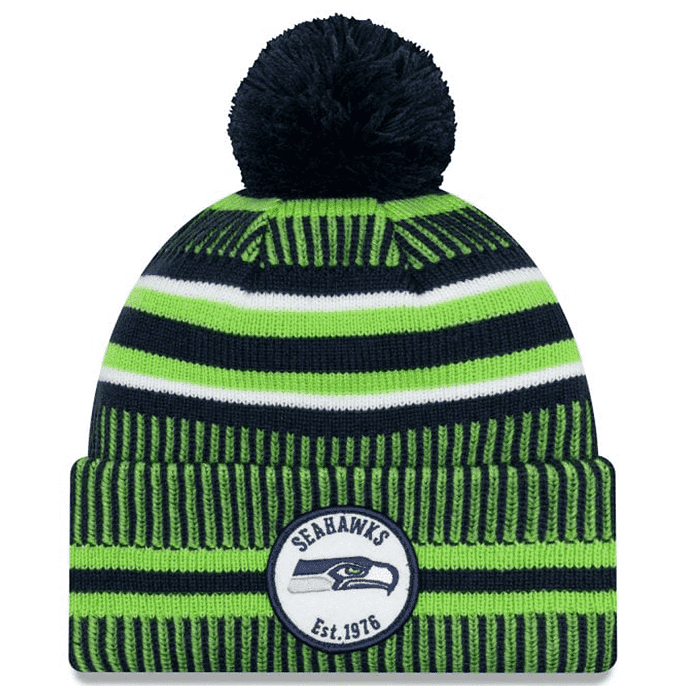 Seattle Seahawks New Era NFL 2019 Sideline Home Knit Beanie - Navy