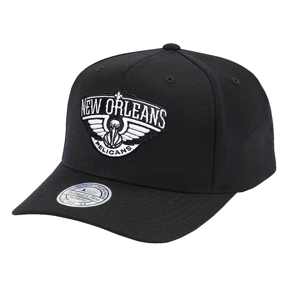 Mitchell And Ness Caps New Orleans Pelicans Mitchell & Ness NBA Black & White 110 Curve Snapback Hat