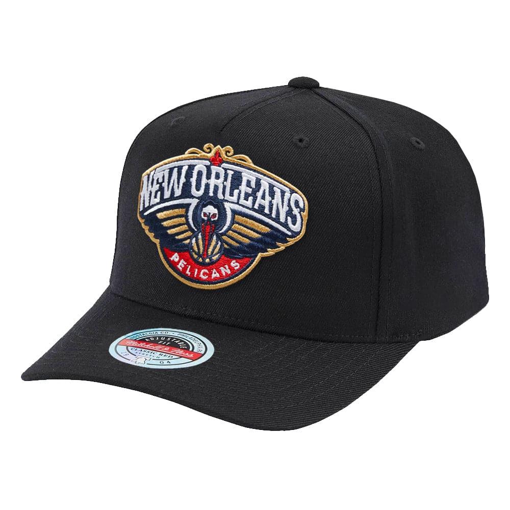 Mitchell And Ness Caps New Orleans Pelicans Mitchell & Ness NBA Team Classic Red Snapback Hat - Black