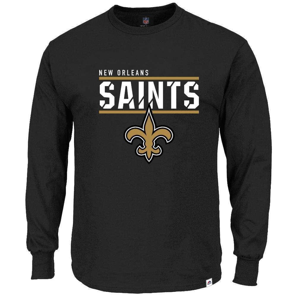 Majestic Athletic Long Sleeve Tees New Orleans Saints Majestic NFL Flex Long Sleeve T-Shirt - Black
