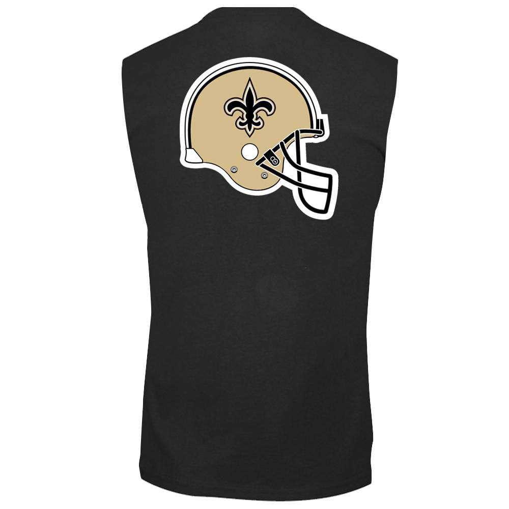 Majestic Athletic T-Shirts New Orleans Saints Majestic NFL Helmet Logo Sleeveless Muscle T-Shirt - Black