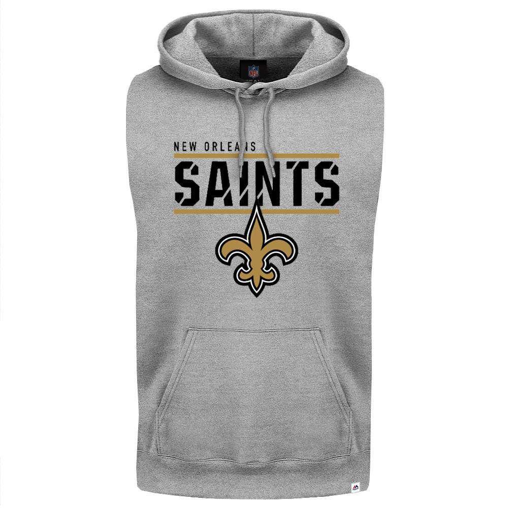 Majestic Athletic Jumpers New Orleans Saints Majestic NFL Team Flex Sleeveless Hoodie Jumper - Grey