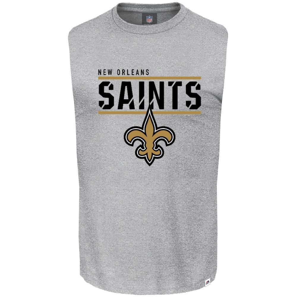 Majestic Athletic T-Shirts New Orleans Saints Majestic NFL Team Flex Sleeveless Muscle T-Shirt - Grey