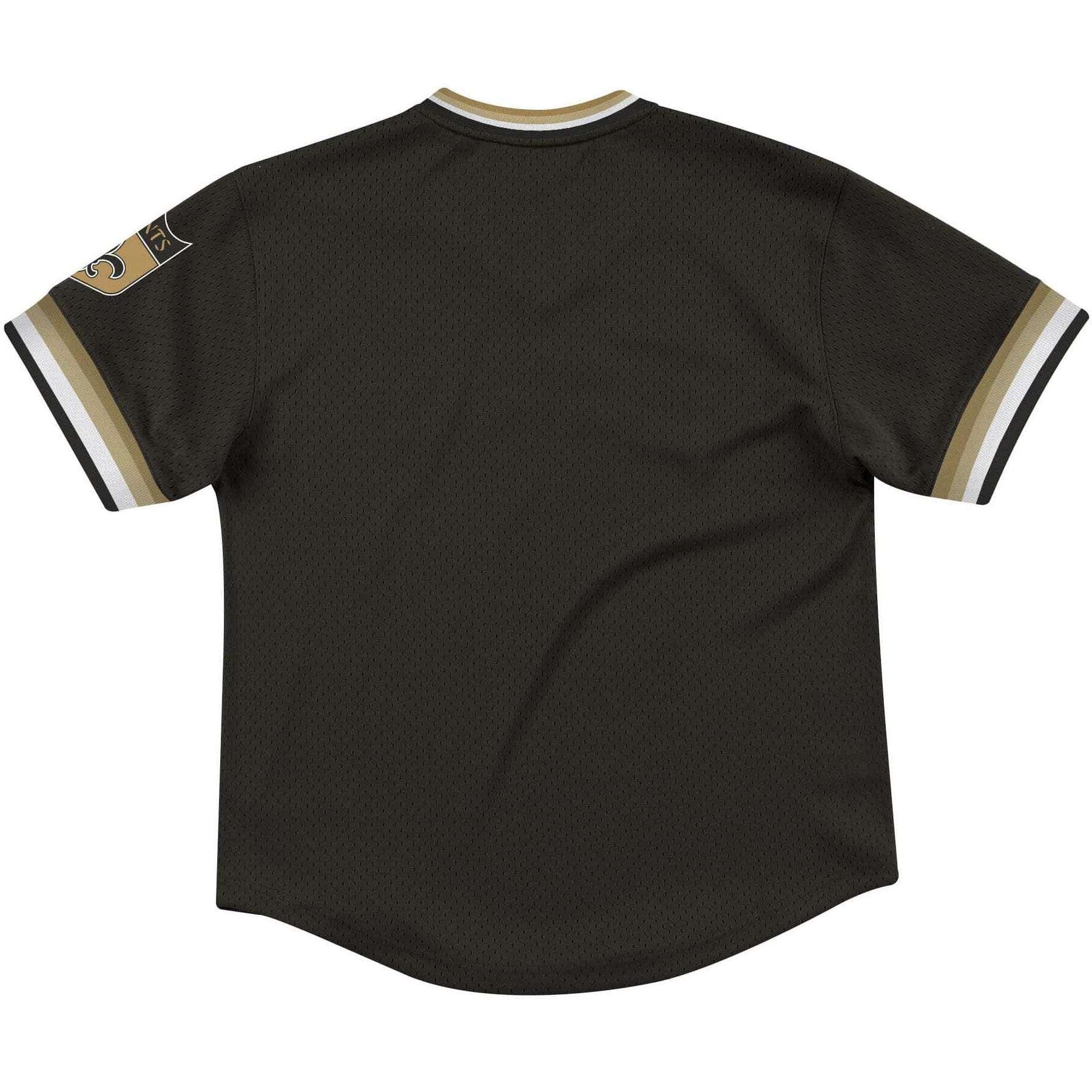 Mitchell And Ness T-Shirts New Orleans Saints Mitchell & Ness NFL Special Script Mesh V-Neck - Black
