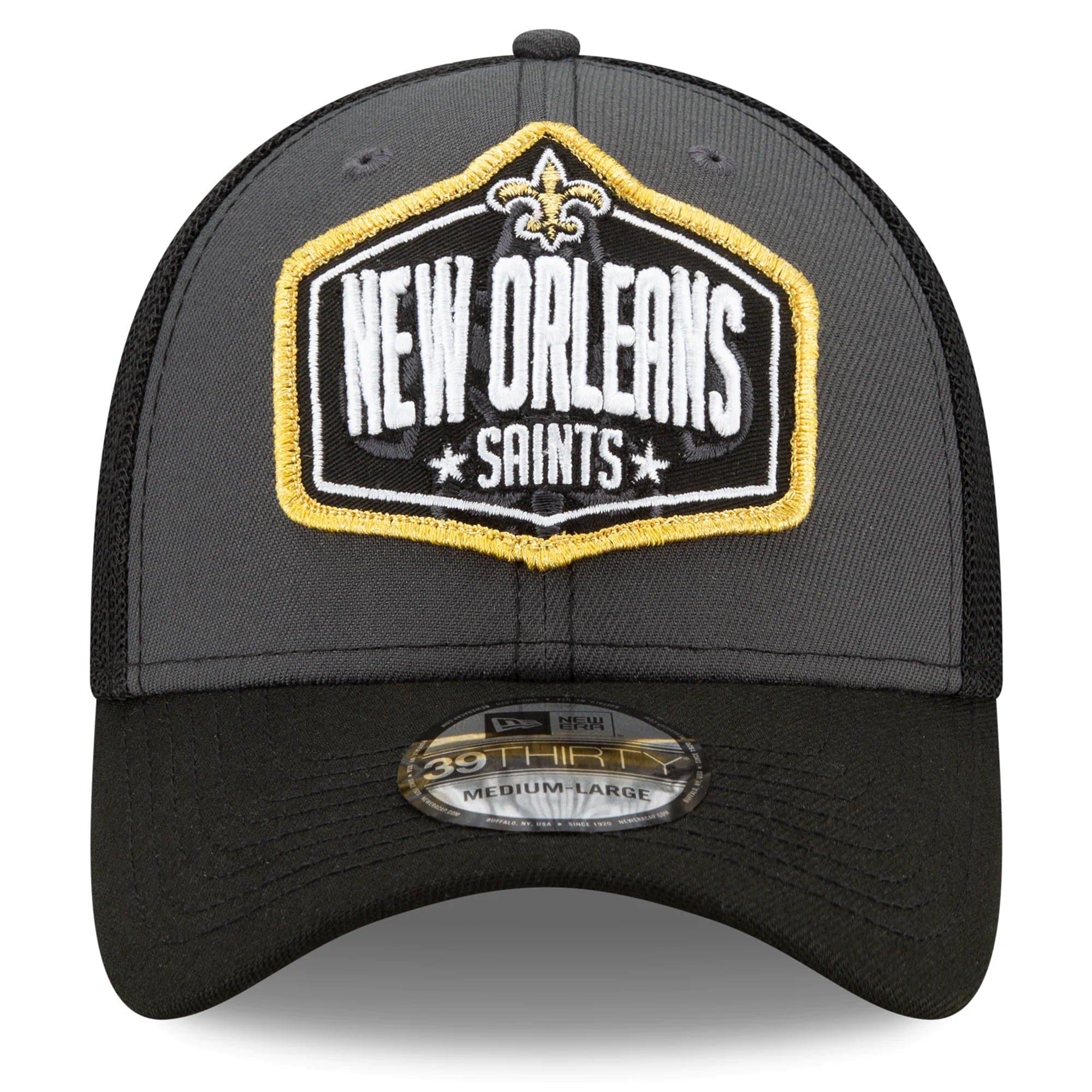 New Era Caps New Orleans Saints New Era 2021 NFL Draft 39THIRTY Flex Fit Curve Hat - Graphite