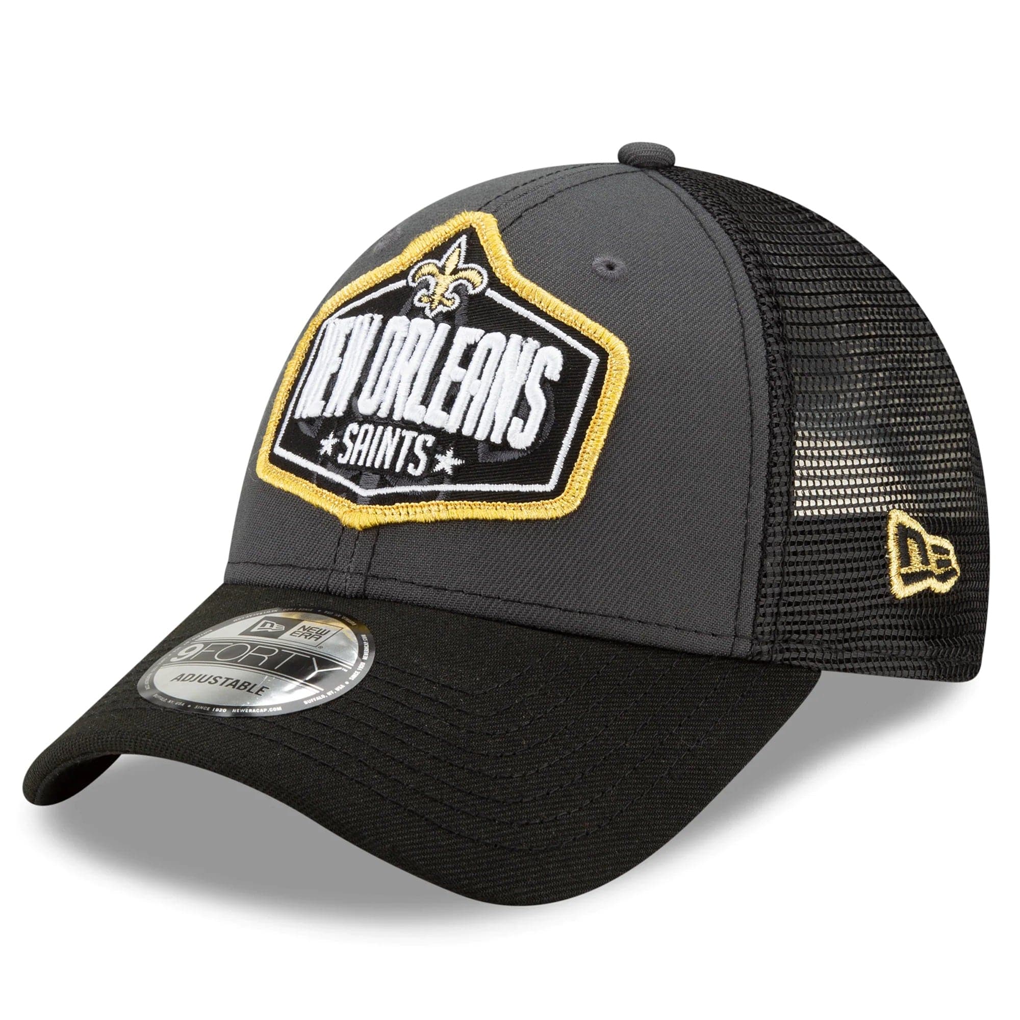 New Era Caps New Orleans Saints New Era 2021 NFL Draft 9FORTY Snapback Curve Hat - Graphite