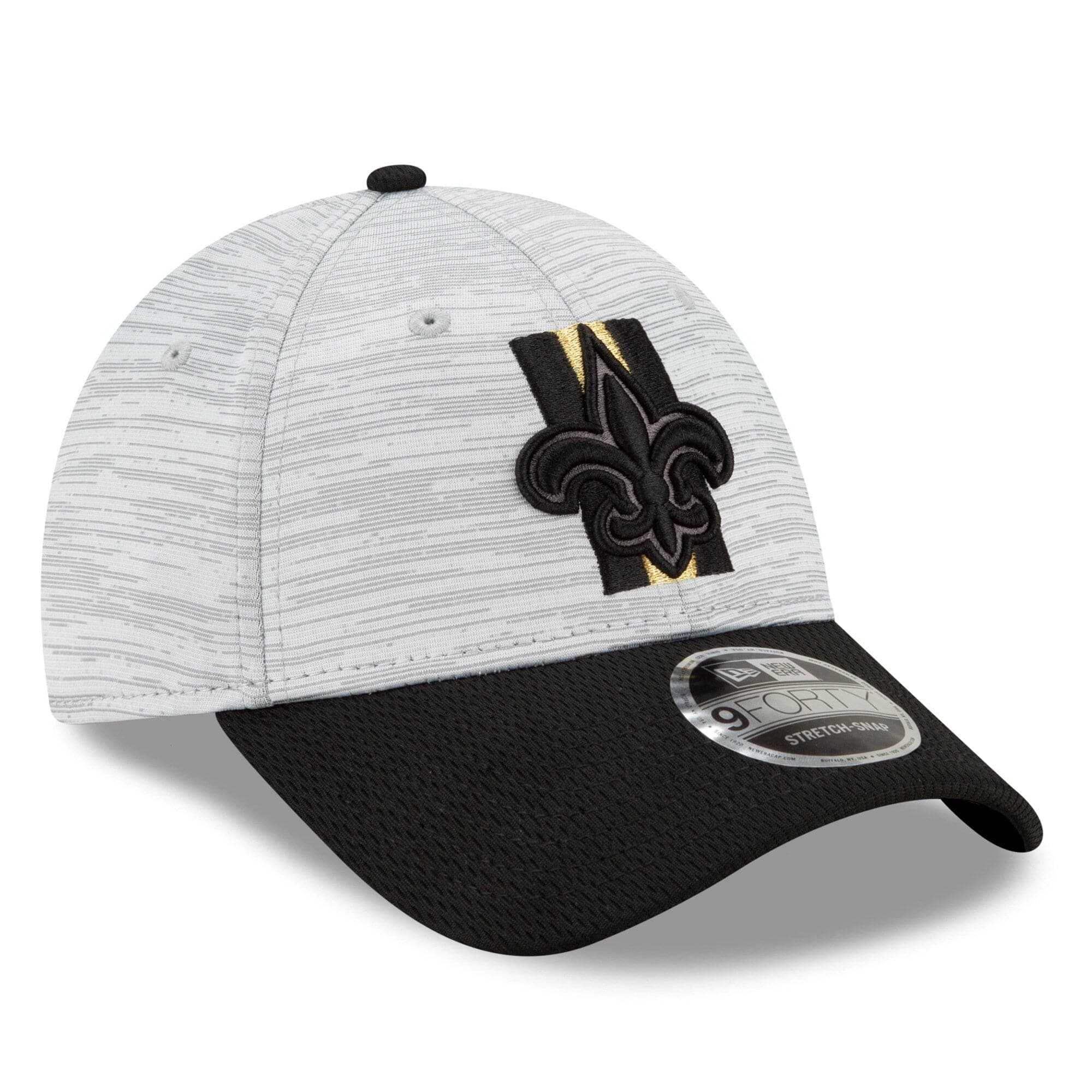 New Era Caps New Orleans Saints New Era NFL 2021 Training Camp 9FORTY Curve Stretch Snapback Hat - Grey