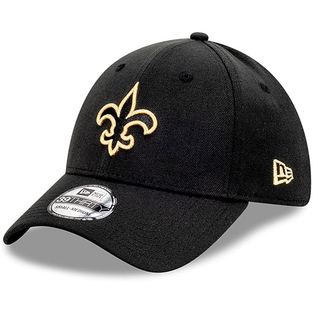 New Era Caps New Orleans Saints New Era NFL Pop Outline 39THIRTY Flex Fiit Curve Hat - Black