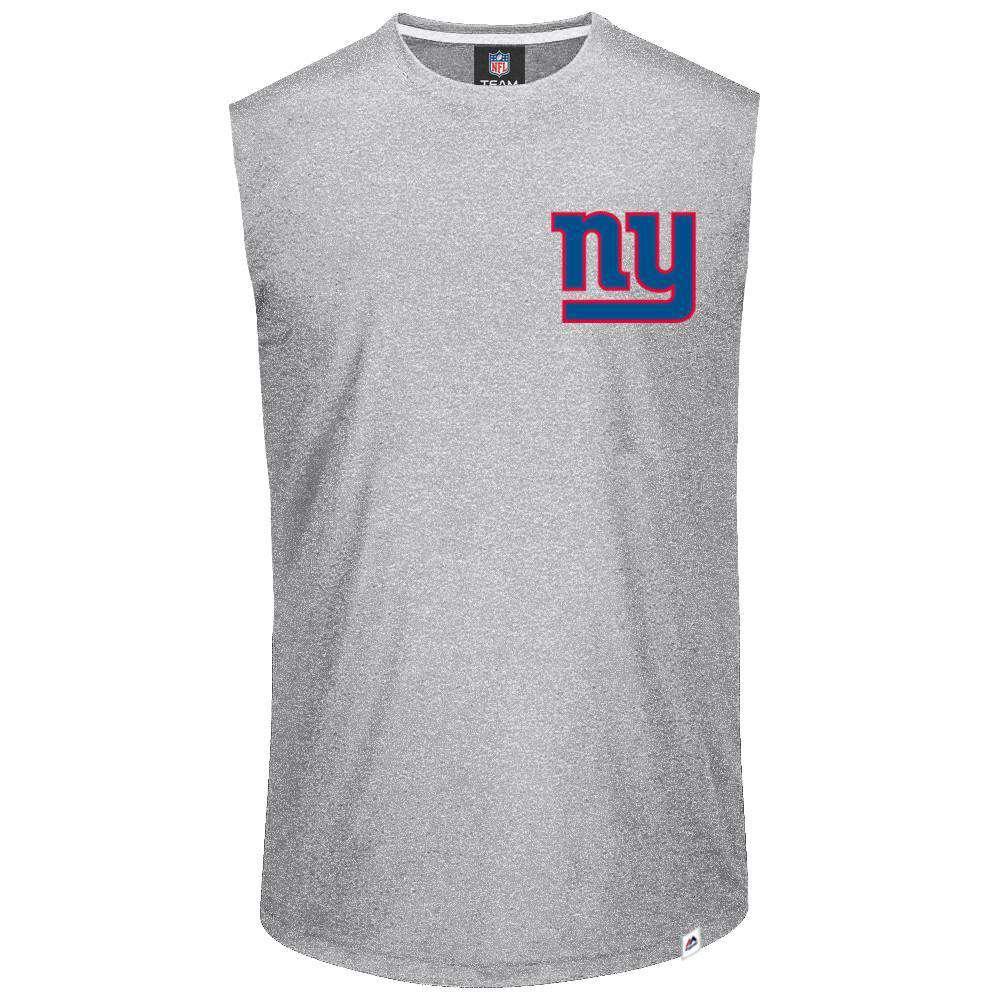 Majestic Athletic T-Shirts New York Giants Majestic NFL Helmet Logo Sleeveless Muscle T-Shirt - Grey