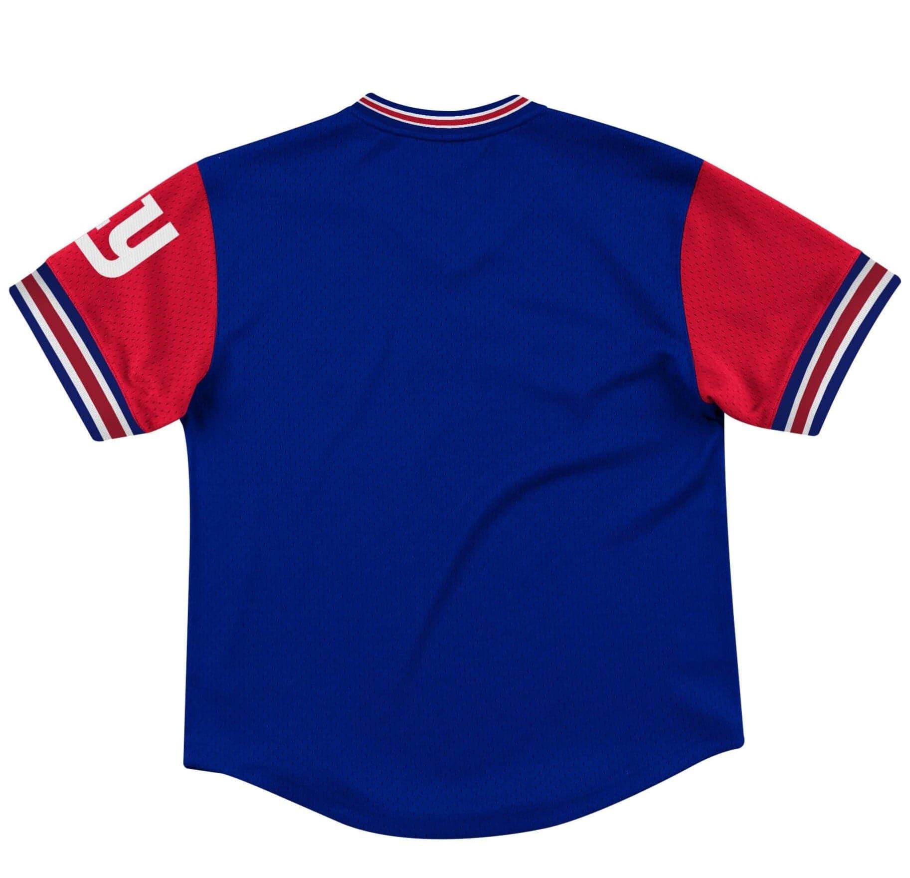 Mitchell And Ness T-Shirts New York Giants Mitchell & Ness NFL Top Prospect Mesh V- Neck - Blue