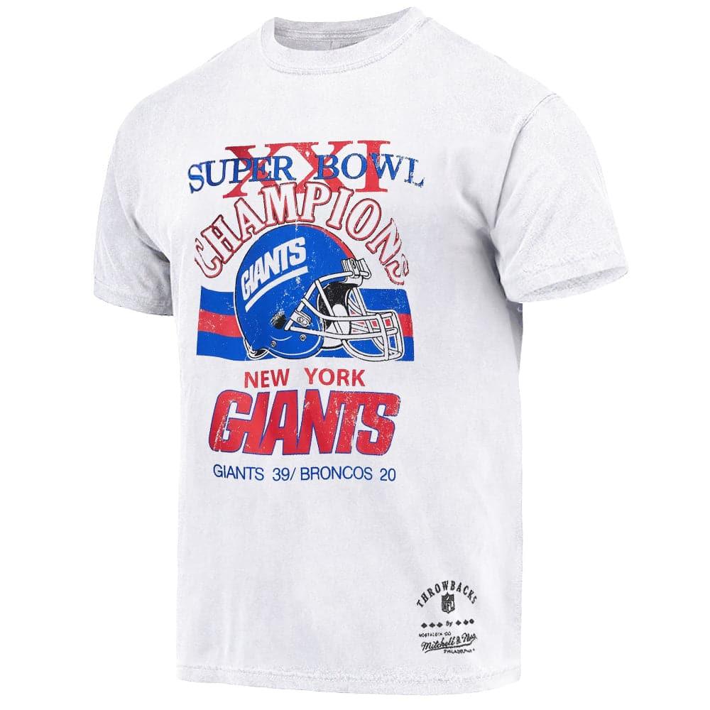 Mitchell And Ness T-Shirts New York Giants Mitchell & Ness NFL XXI Champs Vintage T-Shirt - Vintage White