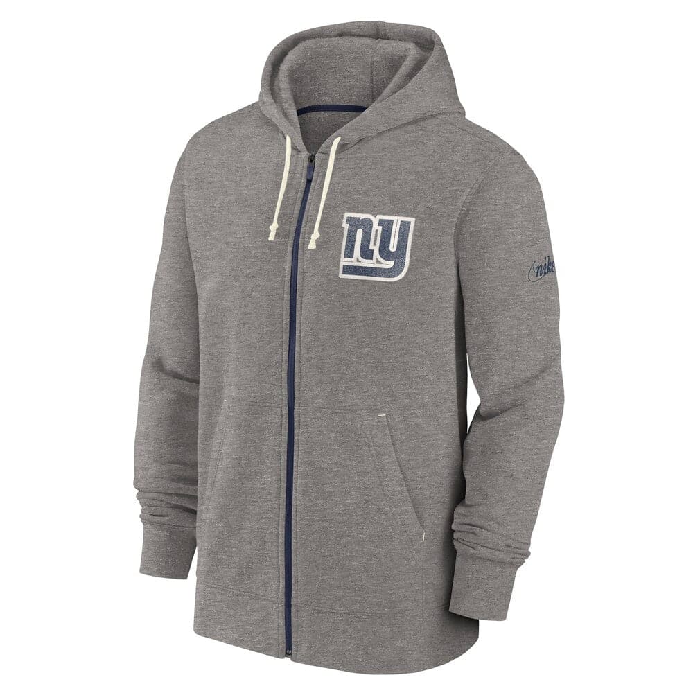 Nike Jumpers New York Giants Nike NFL Historic Full Zip Fleece Hoodie Jumper - Grey
