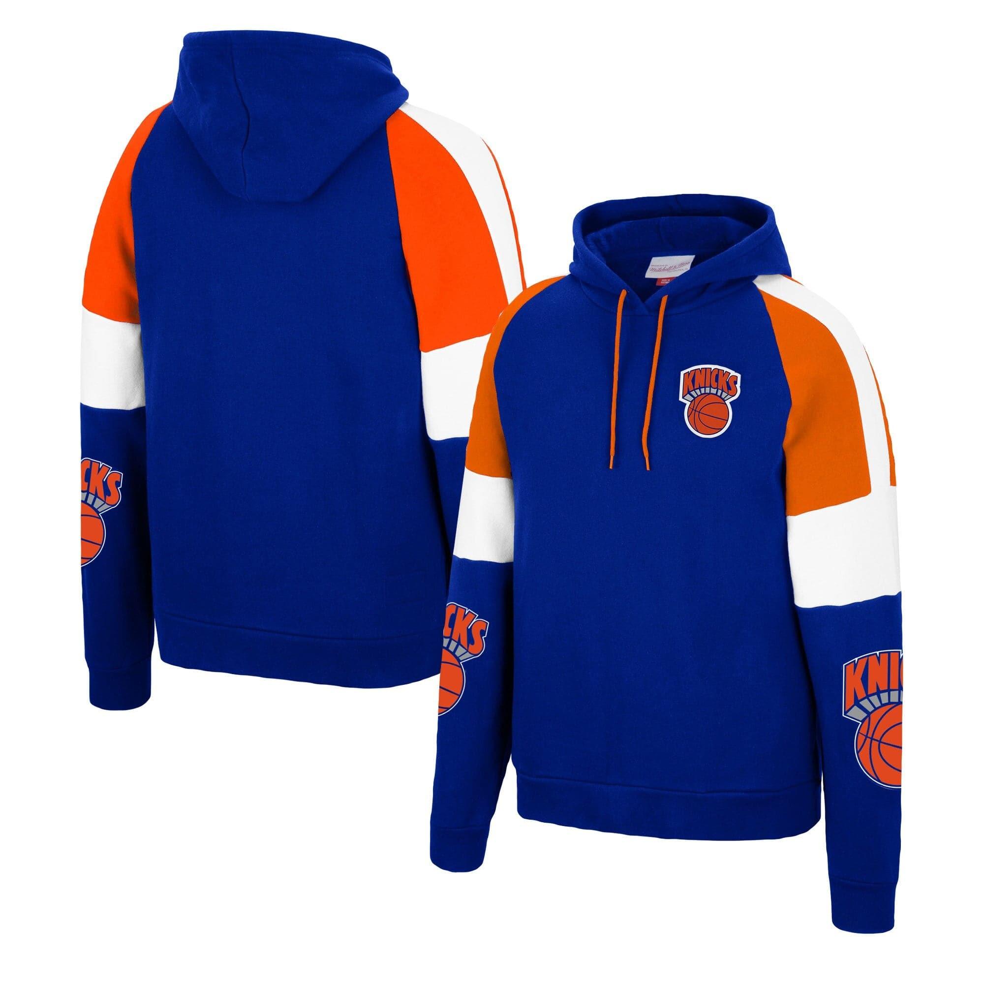 Mitchell And Ness Jumpers New York Knicks Mitchell & Ness NBA Instant Replay Hoodie Jumper - Blue