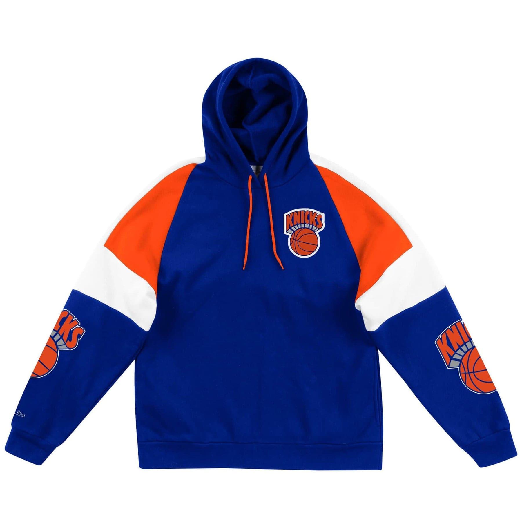 Mitchell And Ness Jumpers New York Knicks Mitchell & Ness NBA Instant Replay Hoodie Jumper - Blue