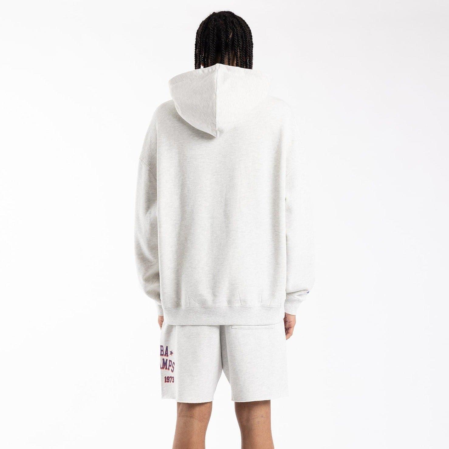 Mitchell And Ness Jumpers New York Knicks Mitchell & Ness NBA Swish Vintage Hoodie Jumper - Silver Marle