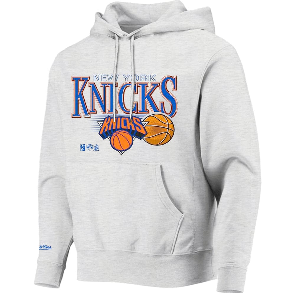 Mitchell And Ness Jumpers New York Knicks Mitchell & Ness NBA Swish Vintage Hoodie Jumper - Silver Marle