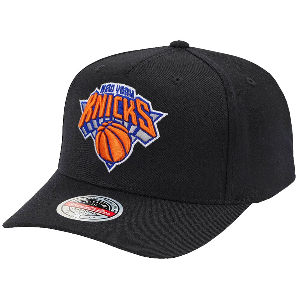 Mitchell And Ness Caps New York Knicks Mitchell & Ness NBA Team Classic Red Snapback Hat - Black